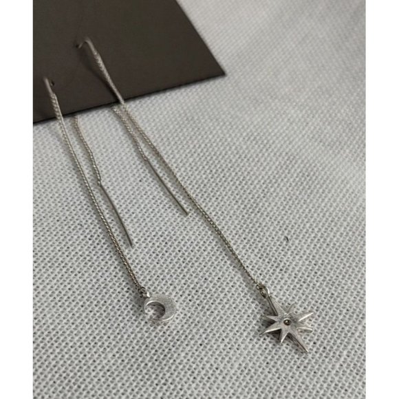 AllSaints Earrings Star Moon Threader earrings dangle Silver Celestial - Picture 5 of 11